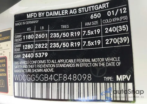 2012 Mercedes-Benz Glk 350 z USA, uszkodzony, nr VIN WDCGG5GB4CF848098